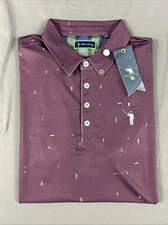 William Murray Golf Shirt Polo Still Playing Around Print Large Purple MSRP $88