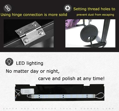 Dust Box 110V 3mm Fully Enclosed Electric Grinding Table Polisher Acrylic Cover - Picture 5 of 13