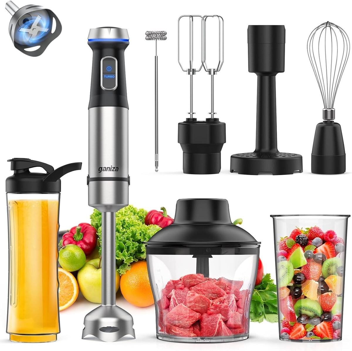 Professional Grade 15-Speed Hand Blender Set with Copper