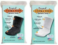 EXTRA-WIDE Bariatric Socks Adult Unisex Size 30" Stretch Black or White USA