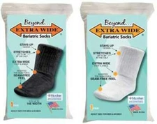 EXTRA-WIDE Bariatric Socks Adult Unisex Size 30" Stretch Black or White USA
