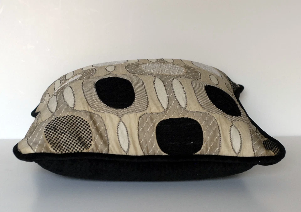 modern contemporary black tan white decorative embroidered pillows for sofa - Image 3 of 4