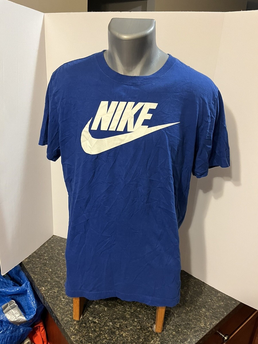 Nike The Nike Tee Men's T-Shirt Royal Blue Cotton Medium