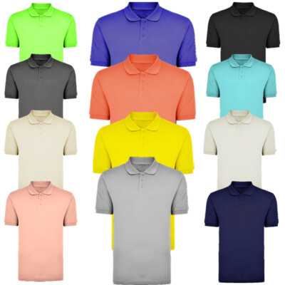 Mens Basic PK Polo Short Sleeve Plain Pique River Road New Summer T-Shirt  Top - Main Image