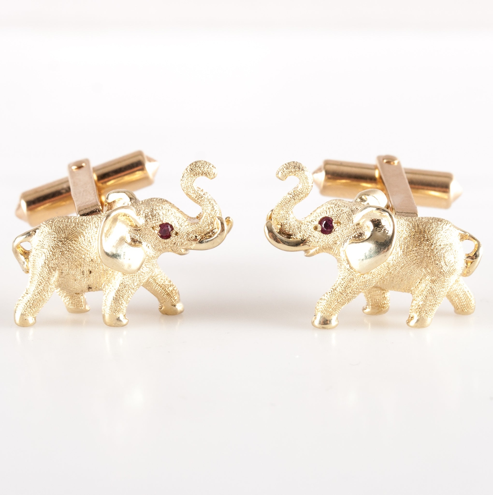 14k Yellow Gold Round Ruby Solid Elephant Style C… - image 7