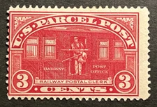 Travelstamps:1912-13 US Stamps Scott # Q3 Railway Clerk 3c Mint Hinged MOGH
