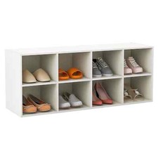 8 Grid Shoe Bench 2 in 1 Shoe Organizer with 8 Storage Cubbies