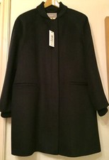 Jaeger Navy Blue Zip Up 100% Wool Ladies Coat. Size 16. New With Tag. Rrp £299.