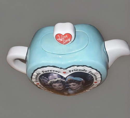 I Love Lucy Friends Forever Teapot Blue White Heart Collectible Decor 2043 - Picture 2 of 12