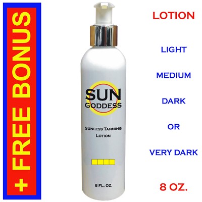 SUN GODDESS - Sunless Self Tanning Lotion - 8 oz + Mitt, Gloves & Tanner (Best)