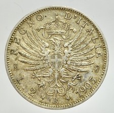 VITTORIO EMANUELE III 1901-1945 -AG/ 2 LIRE 1905