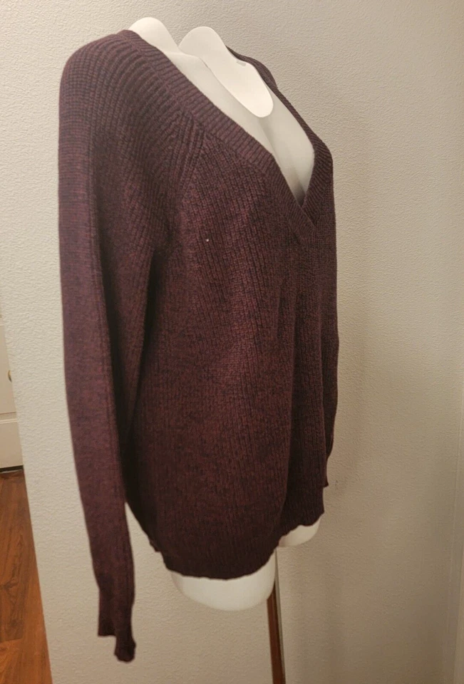 Suéter tejido apretado BCBG Maxazria talla grande púrpura manga larga para mujer Foto 3 de 4