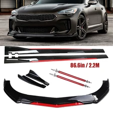 Front Bumper Lip Splitter Spoiler Side Skirt For Kia Stinger Forte Gloss Black