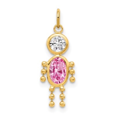 14k Gelbgold Oktober Junge Geburtsstein Charm Anhänger 0,24gm für Mama