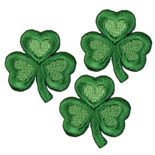 3-Pack Shamrock Applique Patch - Three-Leaf Clover With Hearts Embroidered Badge - Picture 2 of 2