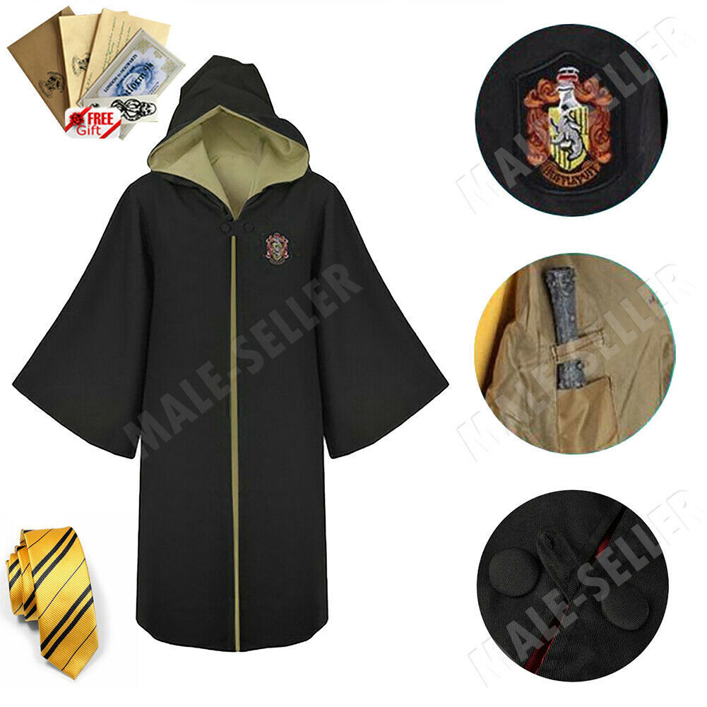 UK Harry Potter Gryffindor Ravenclaw Slytherin Robe Cloak Tie Costume Wand  Scarf