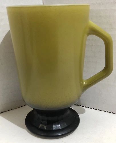 Vintage Anchor Hocking Fire King Avocado Green Pedestal Coffee Mug
