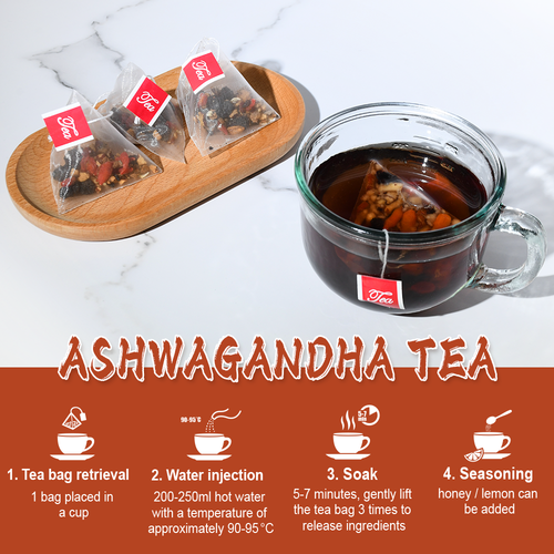 Organic Ashwagandha Tea - 24 Days (Pyramid Tea Bags) | Stress & Anxiety Relief - Picture 3 of 7