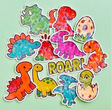 Cute Holographic Dinosaur Vinyl Stickers Decals Laptop, Water Bottle, Journal