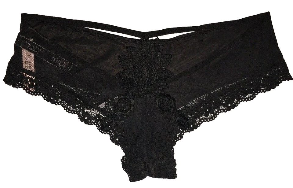 Bragas descaradas con apliques de encaje negras Victorias Secret talla M espalda transparente muy sexy Foto 2 de 4