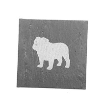 Britannico Inglese Cane Bulldog Ardesia Sottobicchiere Laser Inciso Set Regalo