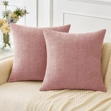 MIULEE Pack of 2 Couch Throw Pillow Covers 16x16 Inch Soft Spring Dyed Pink