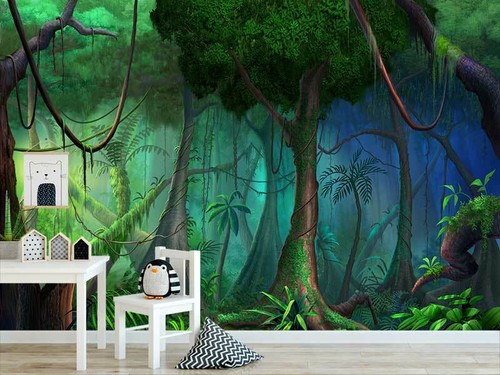 Rainforest Tree Wall Mural Wallpaper Home Nursery Decal Sticker Kids Decor B77 - Picture 3 of 7