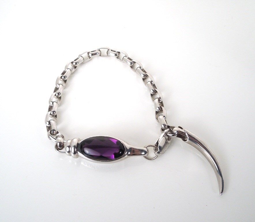 Amethyst Gemstone Silver Bangle - Rosie Semi Precious Bracelet