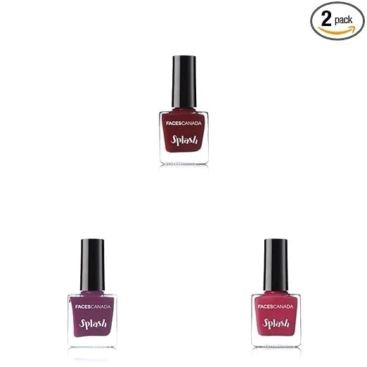 FACESCANADA Glossy Finish Nail Enamel Set, Maroon 401, Purple Rain 19, Cherry Bl