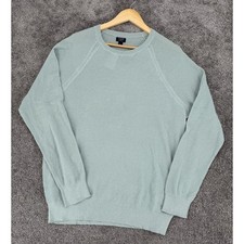 J.Crew Men's Textured Cotton Crewneck Sweater Sage Green Raglan Pullover Large