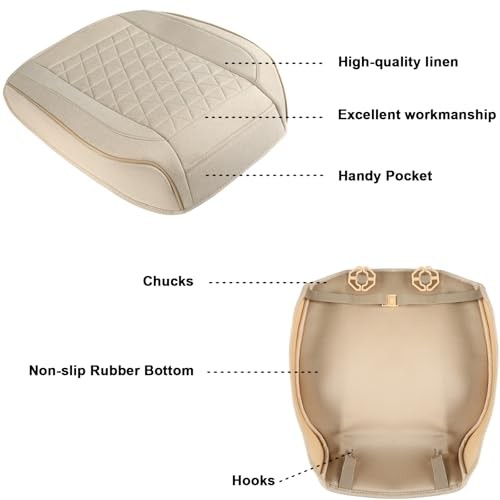 Linen Front Car Seat Cover Protector Anti-Slip Bottom Seat Cover Fits 95% of - Picture 7 of 8