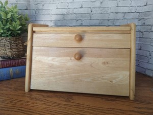 Vintage Julie Pomerantz Wood Bread Box Pull Drawer & Lift Top Storage