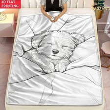2D Flat 1pc Cute Dog Ultra Soft Lightweight Flannel Blanket - Cozy Warm Throw f