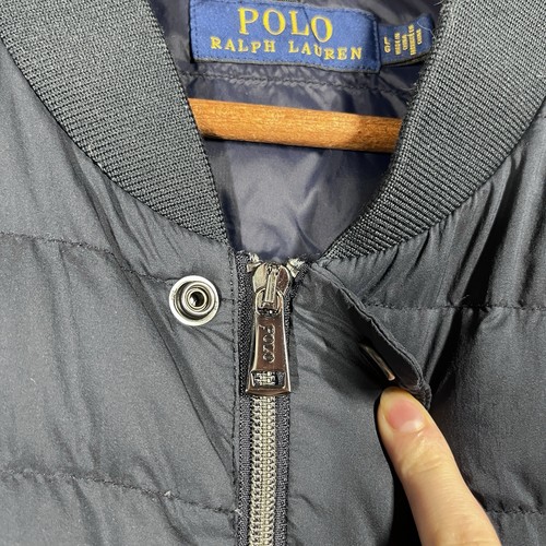 Polo Ralph Lauren Quilted Puffer Bomber Jacket Mens Large Down Blue Zip Military - Picture 5 of 18