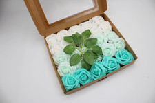 100PCS Realistic Green Artificial Roses for Wedding Decor  DIY Projects