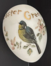 Hand Painted Ceramic Porcelain Egg - Easter Greetings