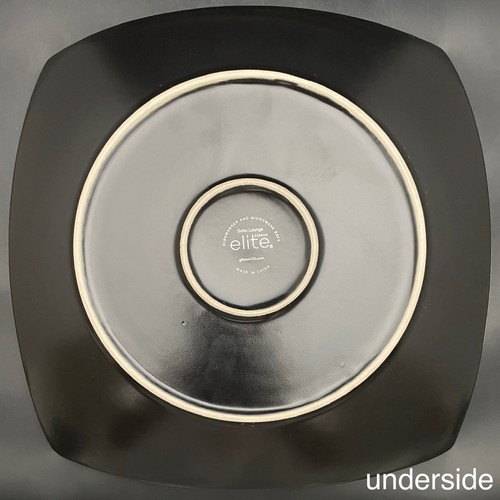 Gibson Elite Matte Black & Beige 4 Piece Soho Lounge Dinner Plates China 10.5"sq - Picture 7 of 10