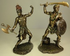 CONJUNTO DE 2 ORISHA OGGUN & CHANGO Yoruba Africano Dios Guerra Fuego Estatua Ogun