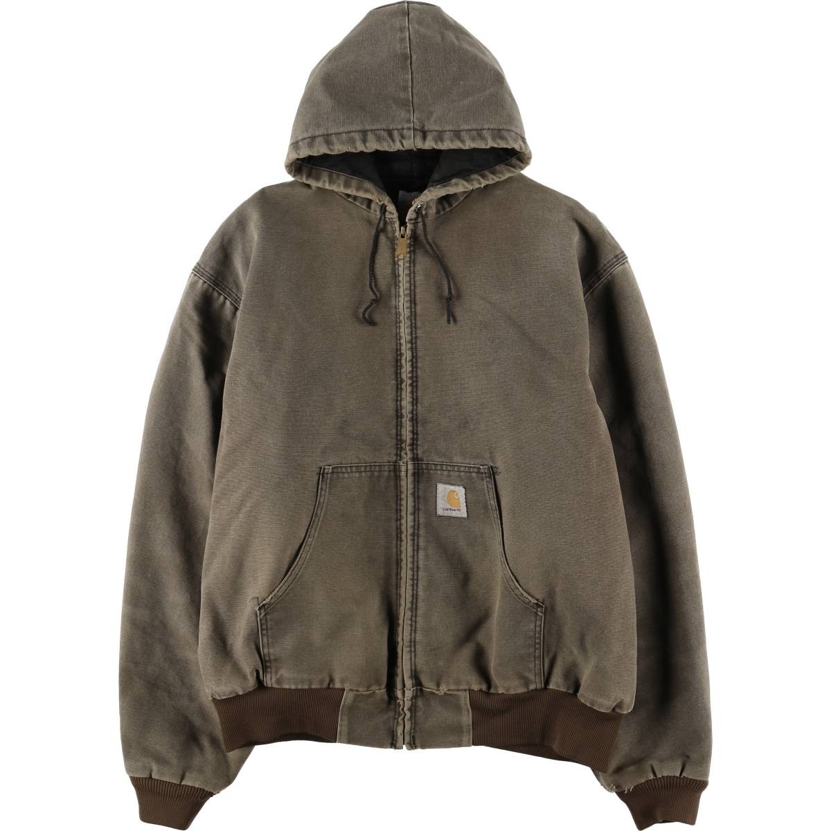 Used Carhartt Active Jacket Padded Duck Full-Zip Hoodie Men's Size XL