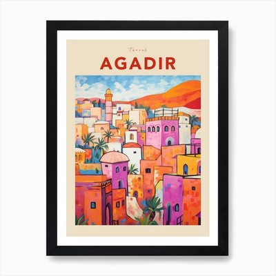 Agadir Marokko 4 Fauvisten Reise Pos gerahmtes Wandbild Poster Leinwanddruck Bild