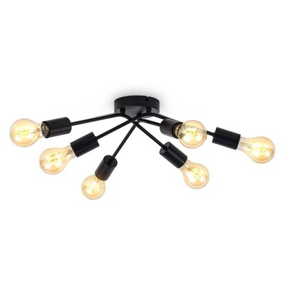 B.K.Licht LED Deckenleuchte Retro Vintage Schwarz 6 x 4W E27 extra warm Dimmbar