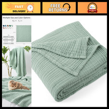 100 Cotton Muslin Throw Blanket 70x80 - Soft Summer Gauze for Adults, Lightweig