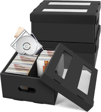 CD Storage Boxes,3 Pack 2 Compartment Cardboard CD Case Storage,Cd Case Holder w