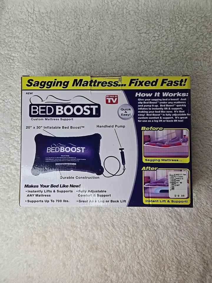 Bed Boost como visto na TV Box bomba instruções suporte colchão flácido 20" x 30" - Imagem 2 de 4