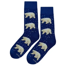 NWT Polar Bear Dress Socks Novelty Men 8-12 Blue Crazy Fun Sockfly