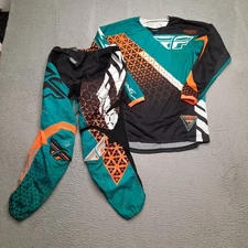 Fly Racing Kinetic Motocross Racing Gear Set Suit Pants 30 Jersey Small Blue Men