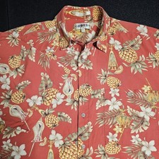 Vintage Campia Moda Mens LG 100 Cotton Hawaiian Pineapple Short Sleeve Shirt