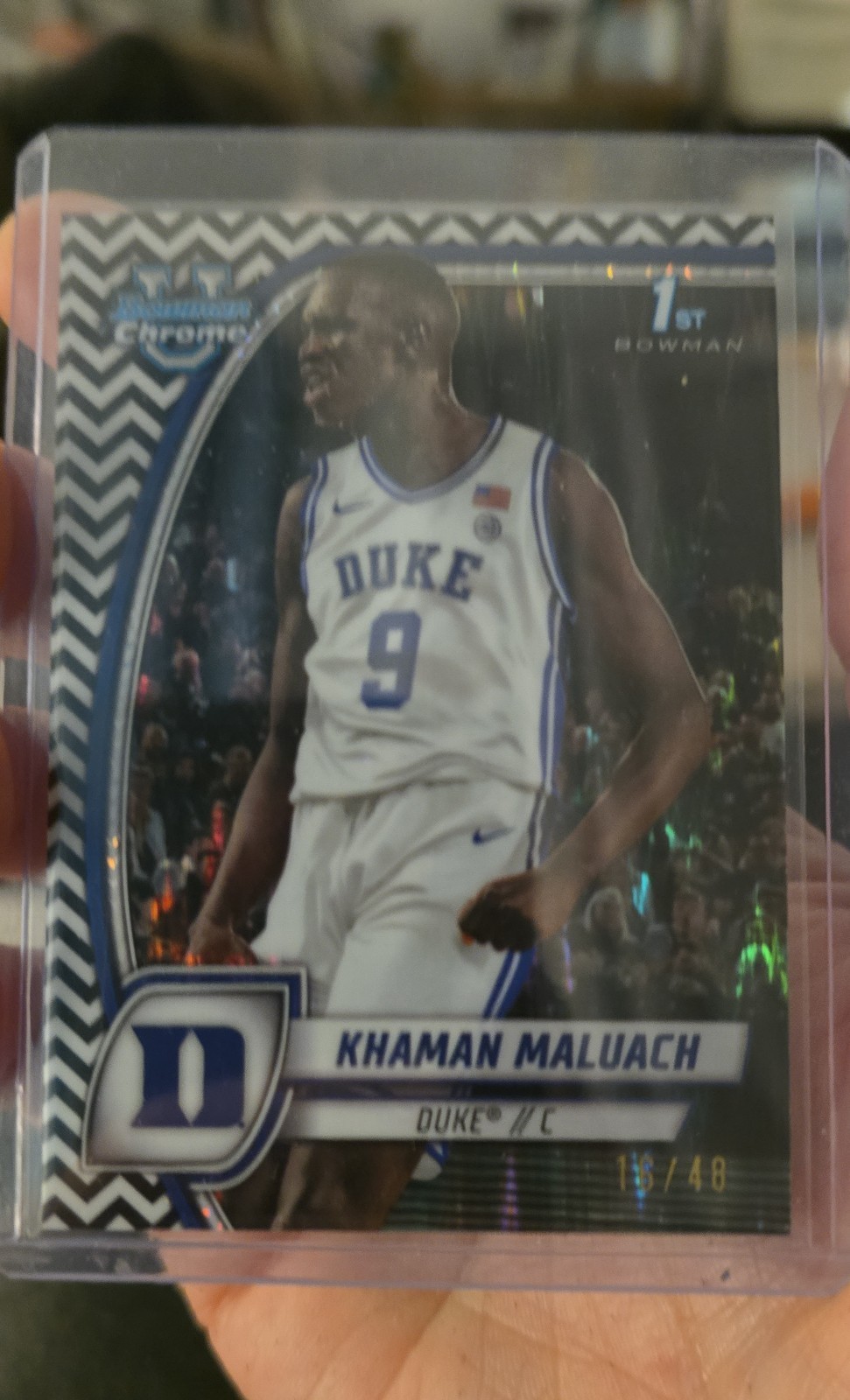 2024-25 Bowman University Chrome - Khaman Maluach #46 Black & White Stealth /48