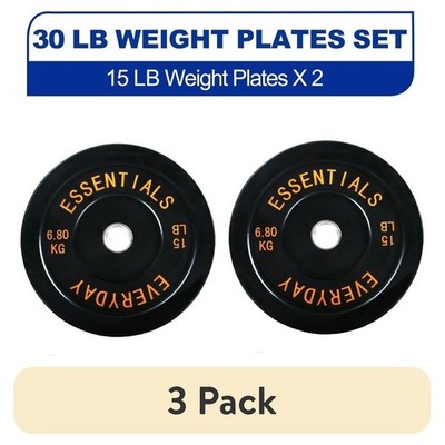 Olympic Bumper Weight Plates Set 15lbs Pair Durable Rubber Weightlifting  Plates