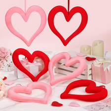 6 Pieces Valentine S Day 3D Velvet Heart Hanging Ornament 9.45 Inch Foam Heart W